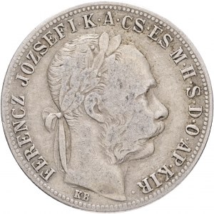 Węgry 1 forint 1891 K.B. FRANZ JOSEPH I. Kremnica, godło FIUME, krawędź