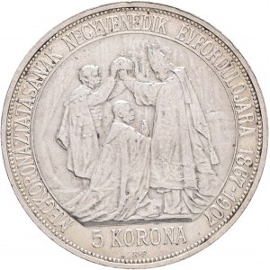 Ungarn 5 Corona 1907 K.B. Franz Joseph I. 40. Jahrestag der Krönung FJI. König von Ungarn