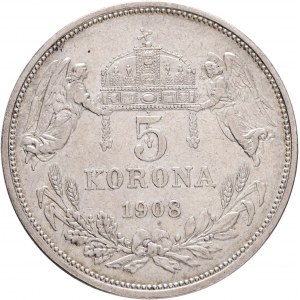 Ungheria 5 Corona 1908 K.B. Francesco Giuseppe I.