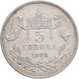 Maďarsko 5 Corona 1908 K.B. Franz Joseph I.