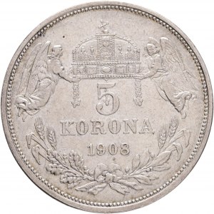 Ungheria 5 Corona 1908 K.B. Francesco Giuseppe I.