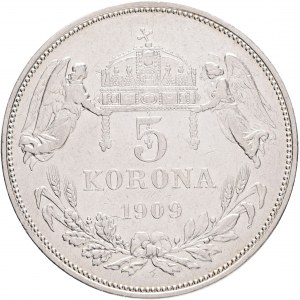 Maďarsko 5 Corona 1909 K.B. Franz Joseph I.