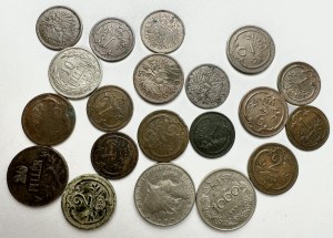 Lot 20 monet 1,2 Heller 10,20 Fillér i Groschen 1.republik