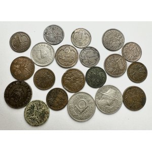Lot 20 Coins 1,2 Heller 10,20 Fillér and Groschen 1.republik