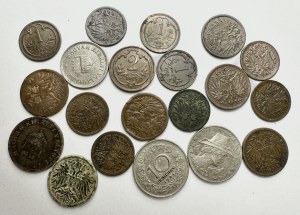 Lot 20 monet 1,2 Heller 10,20 Fillér i Groschen 1.republik
