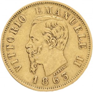 10 Lira 1863 VICTOR EMANUELE II. Turin
