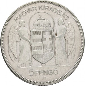 5 Pengö 1930 BP 10 th Anniversary - Regency of Admiral Miklós Horthy