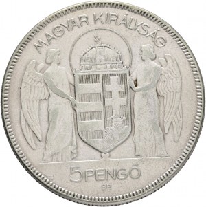 5 Pengö 1930 BP 10. výročie - Regentstvo admirála Miklósa Horthyho