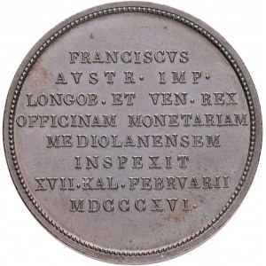Italia Medaglia AE Francesco I.(II.) 1816 Milano visita la zecca