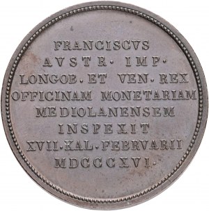 Włochy AE Medal Francis I.(II.) 1816 Mediolan odwiedza mennicę