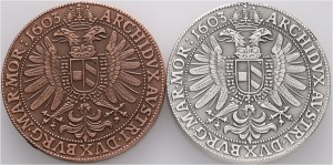 Argento Rep. Ceca 2021 Thaler RUDOLPH II. 1603 2 monete Ag + Cu, etue certificat