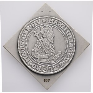 Strieborný certifikát na 1 tolár MAXIMILIÁN II. 1574/2023, dierkovaný, číslovaný 107