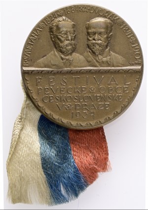 Bronzo Cecoslovacchia 1934 Festival della comunità canora con Smetana e Dvořák