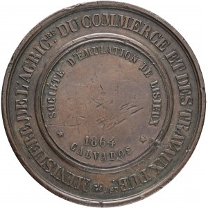 Brąz Francja Napoleon III. Medal Izba Handlowa, Lisieux 1864 Produkt Calvados