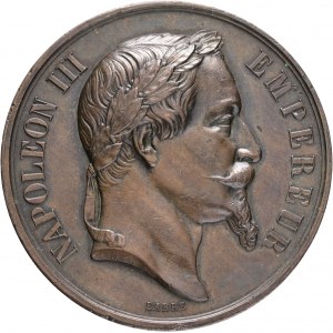 Bronzo Francia Napoleone III. Medaglia Camera di Commercio, Lisieux 1864 Prodotto del Calvados
