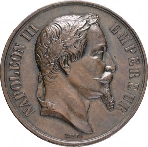 Bronz Francúzsko Napoleon III. Medaila Obchodná komora, Lisieux 1864 Calvados výrobok