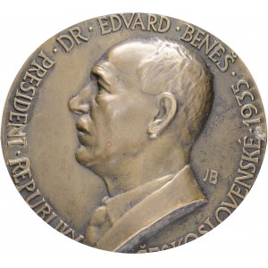 Tchécoslovaquie Médaille 1933 Président Edvard Beneš unilatéral etue