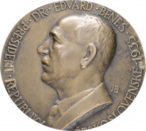 Tchécoslovaquie Médaille 1933 Président Edvard Beneš unilatéral etue