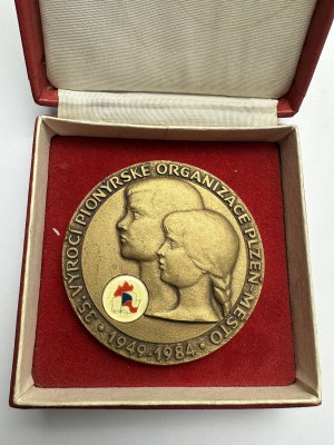 Tschechoslowakei Medaille 35. Jahrestag PIONÝR Plzeň etue