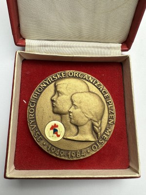 Czechoslovakia Medal 35 th Anniversary PIONÝR Plzeň etue