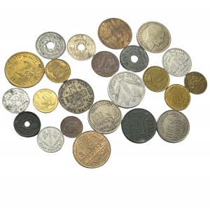 Zestaw 23 monet różnego typu i z różnych lat Francja