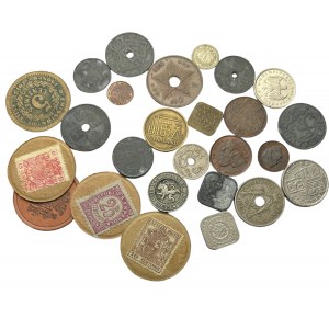 Množstvo 28 mincí rôznych typov a rokov Belgicko, Holandsko