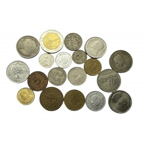 Lot of 19 coins diferent type and years Tunisia, Thailand, Trinidad