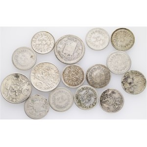 Množstvo 15 mincí Holandsko Indonézia Striebro 1/10 a 1/4 guldenu