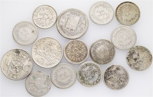 Lot de 15 pièces Pays-Bas Indonésie Argent 1/10 & 1/4 Gulden