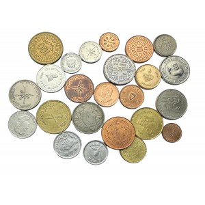 Lot of 24 coins diferent type and years Nepal,Oman, Turkmenistan, SAE