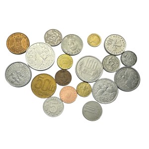 Zestaw 19 monet różnego typu i z różnych lat z Tanzanii, Tajlandii, Zambii itp.