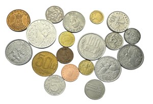 Zestaw 19 monet różnego typu i z różnych lat z Tanzanii, Tajlandii, Zambii itp.
