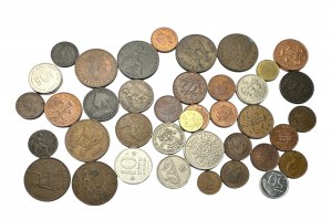Zestaw 39 monet różnego typu i z różnych lat, Wielka Brytania itp.
