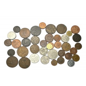 Množstvo 39 mincí rôznych typov a rokov Veľká Británia atď.