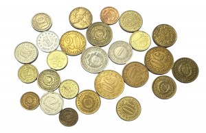 Zestaw 26 monet różnych typów i z różnych lat Jugosławia