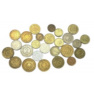 Zestaw 26 monet różnych typów i z różnych lat Jugosławia