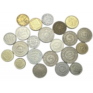 Lotto di 22 monete di diverso tipo e anno Jugoslavia