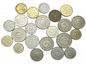 Zestaw 22 monet różnych typów i z różnych lat Jugosławia