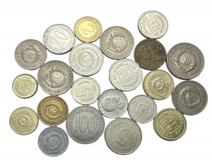 Zestaw 22 monet różnych typów i z różnych lat Jugosławia
