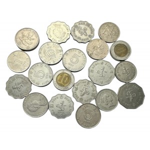 Množstvo 20 mincí rôzneho typu a ročníkov Honk Kong