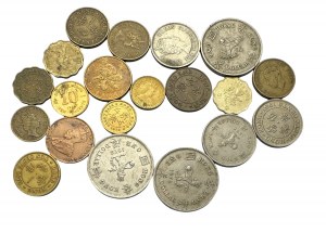 Množstvo 20 mincí rôzneho typu a ročníkov Honk Kong