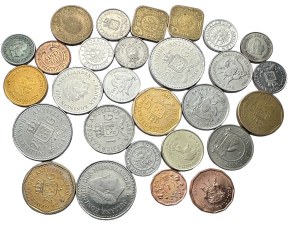 Množstvo 28 mincí rôznych typov a rokov Holandsko Anttilen, Uganda