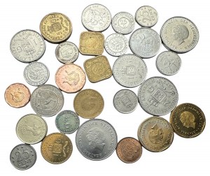 Množstvo 28 mincí rôznych typov a rokov Holandsko Anttilen, Uganda
