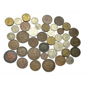 Lot de 40 pièces de monnaie de différents types et années Grande-Bretagne