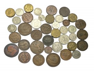 Zestaw 40 monet różnego typu i z różnych lat Wielka Brytania