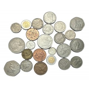 Zestaw 24 monet różnego typu i z różnych lat Wielka Brytania