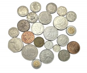 Zestaw 24 monet różnego typu i z różnych lat Wielka Brytania