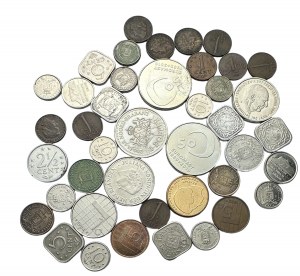 Zestaw 42 monet różnego typu i z różnych lat Belgia, Holandia