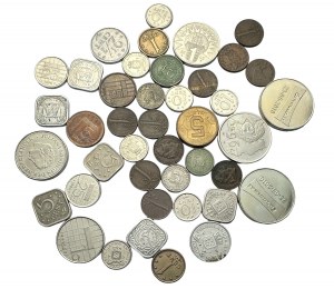 Lot of 42 coins diferent type and years Belgie, Netherland