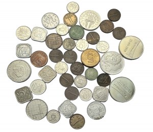 Zestaw 42 monet różnego typu i z różnych lat Belgia, Holandia